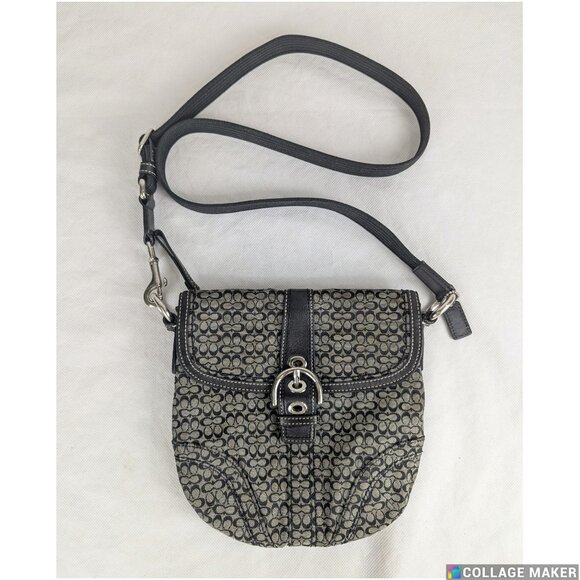 Authentic COACH Soho Mini Signature Swingpack - Black & Gray C Jacquard - Picture 1 of 15